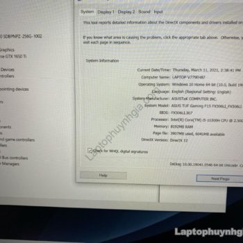 Asus FX506 I5 10300H Ram 8G Nvme 256G nvidia GTX 1650TI LCD 15 laptophuynhgia - Laptop Cũ Bình Dương Huỳnh Gia