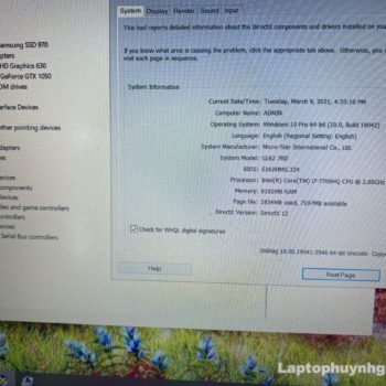 MSI GL62 - I7 7700HQ/Ram 8G/M2 128G/HDD 1T/GTX1050/ 15.6" 20 MSI GL62 i7 7700HQ 8G M.2 128G HDD 1T Nvidia GTX1050 Laptophuynhgia 4 1 - Laptop Cũ Bình Dương Huỳnh Gia