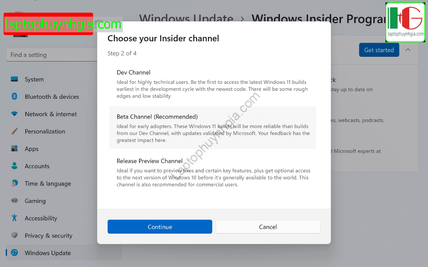 Chuyển từ Windows 11 Insider Dev Sang Windows 11 Beta
