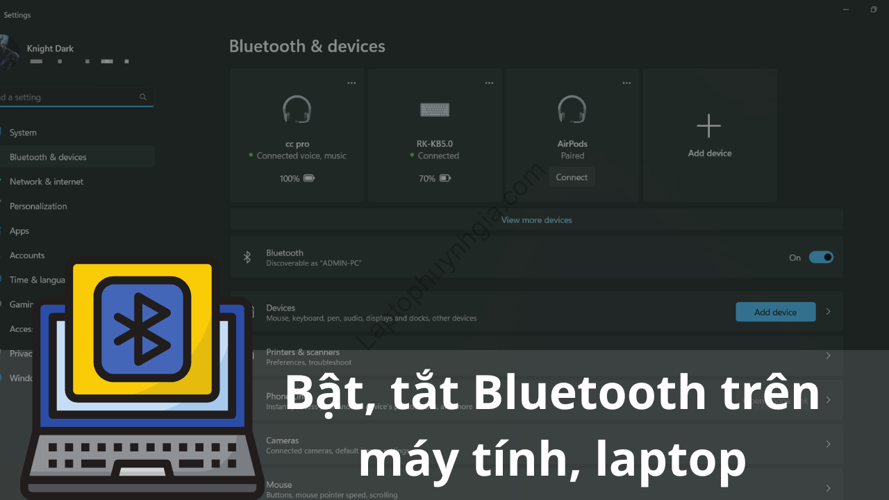 Bat tat Bluetooth tren may tinh laptop - Laptop Cũ Bình Dương Huỳnh Gia