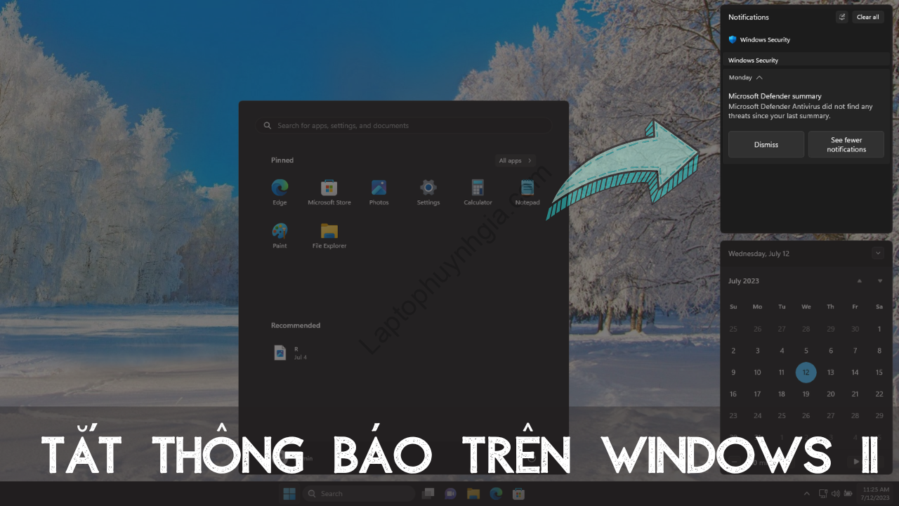 tat thong bao tren Windows 11 - Laptop Cũ Bình Dương Huỳnh Gia